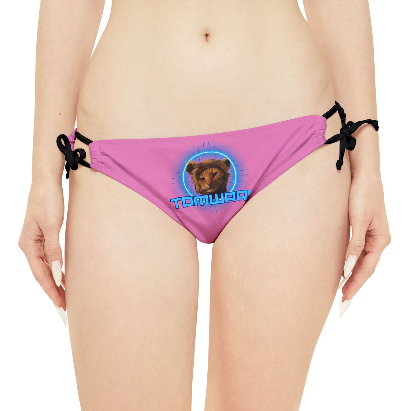 Pink  Loop Tie Side Bikini Bottom (AOP)