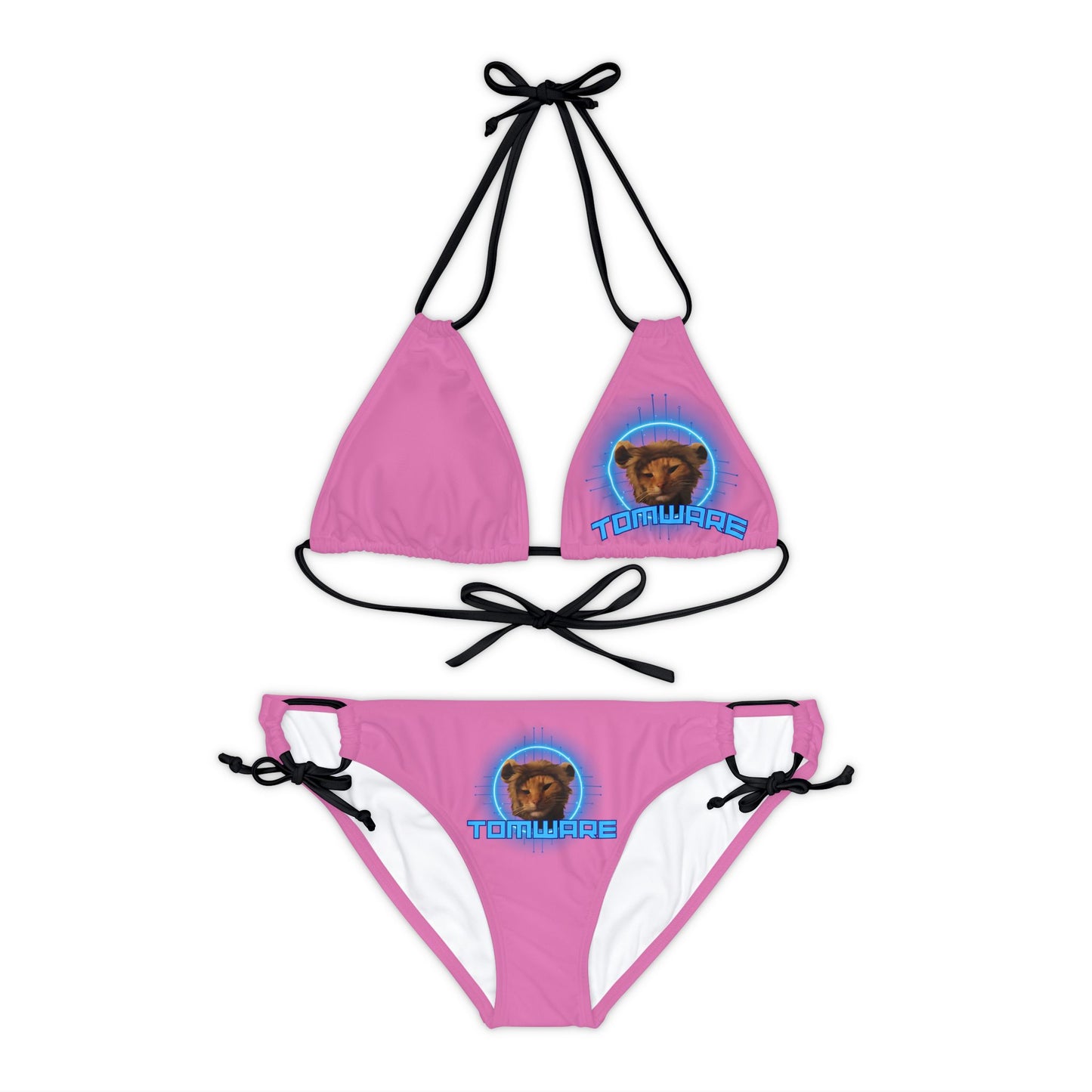 Pink Strappy Bikini Set (AOP)