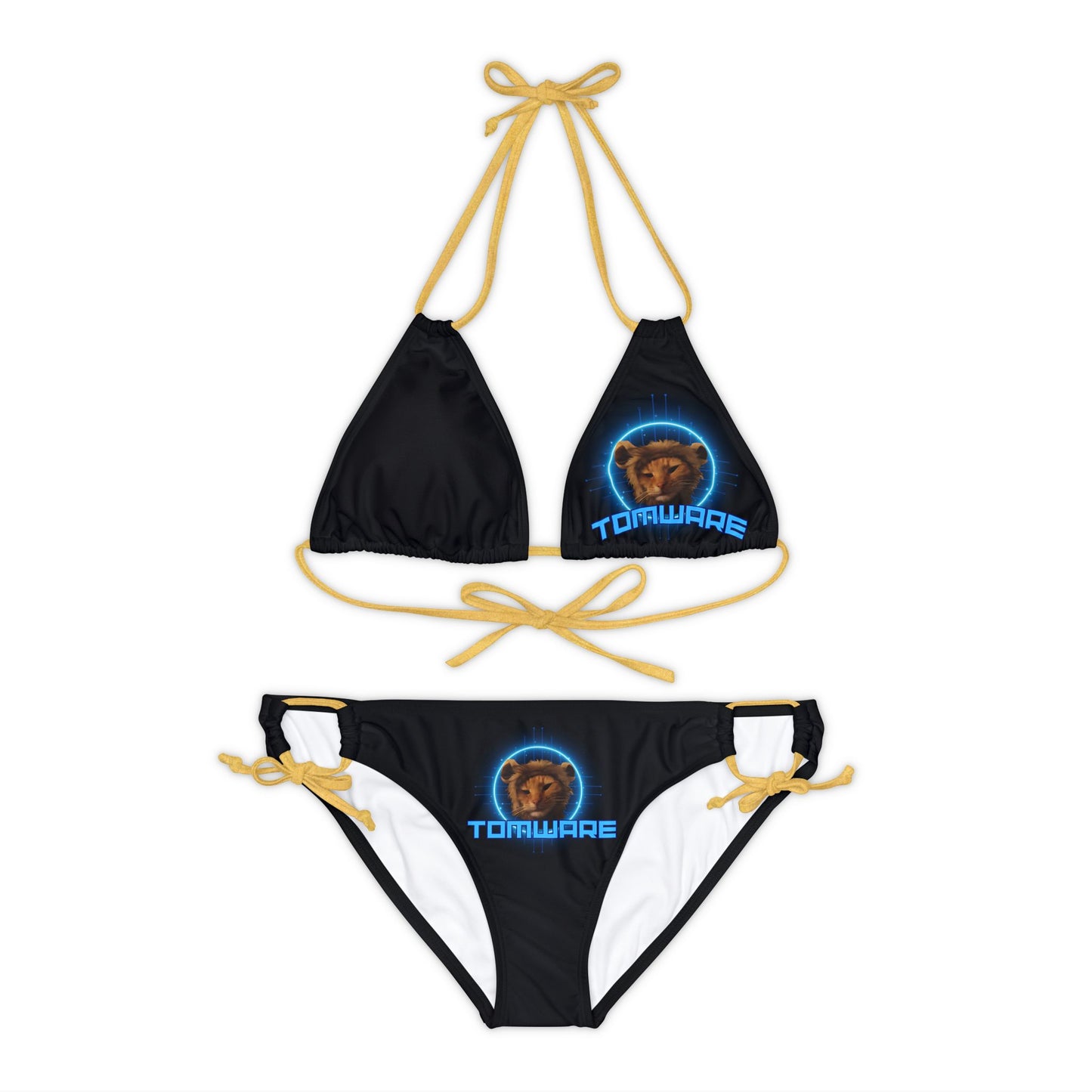 Black Strappy Bikini Set (AOP)