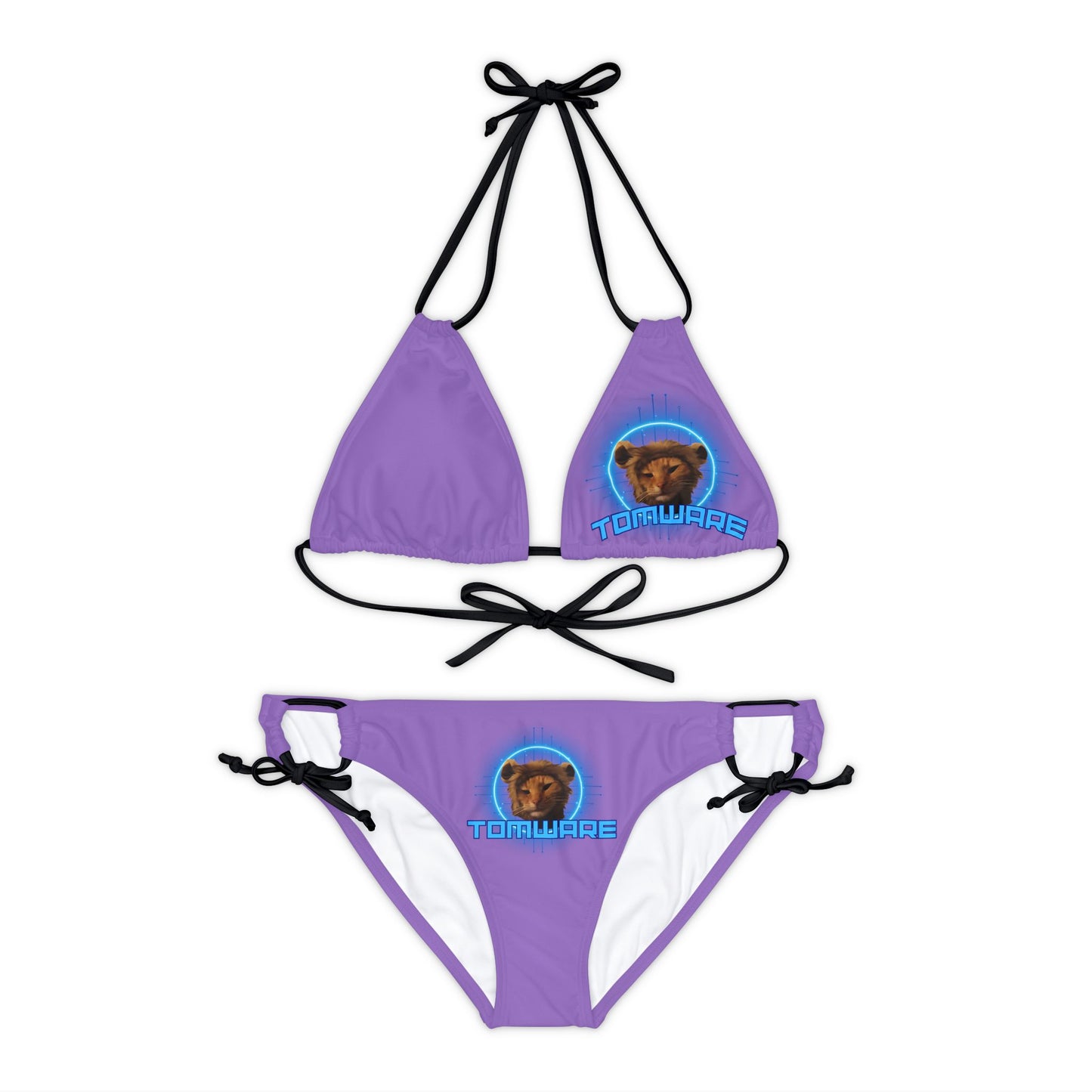 Purple Strappy Bikini Set (AOP)