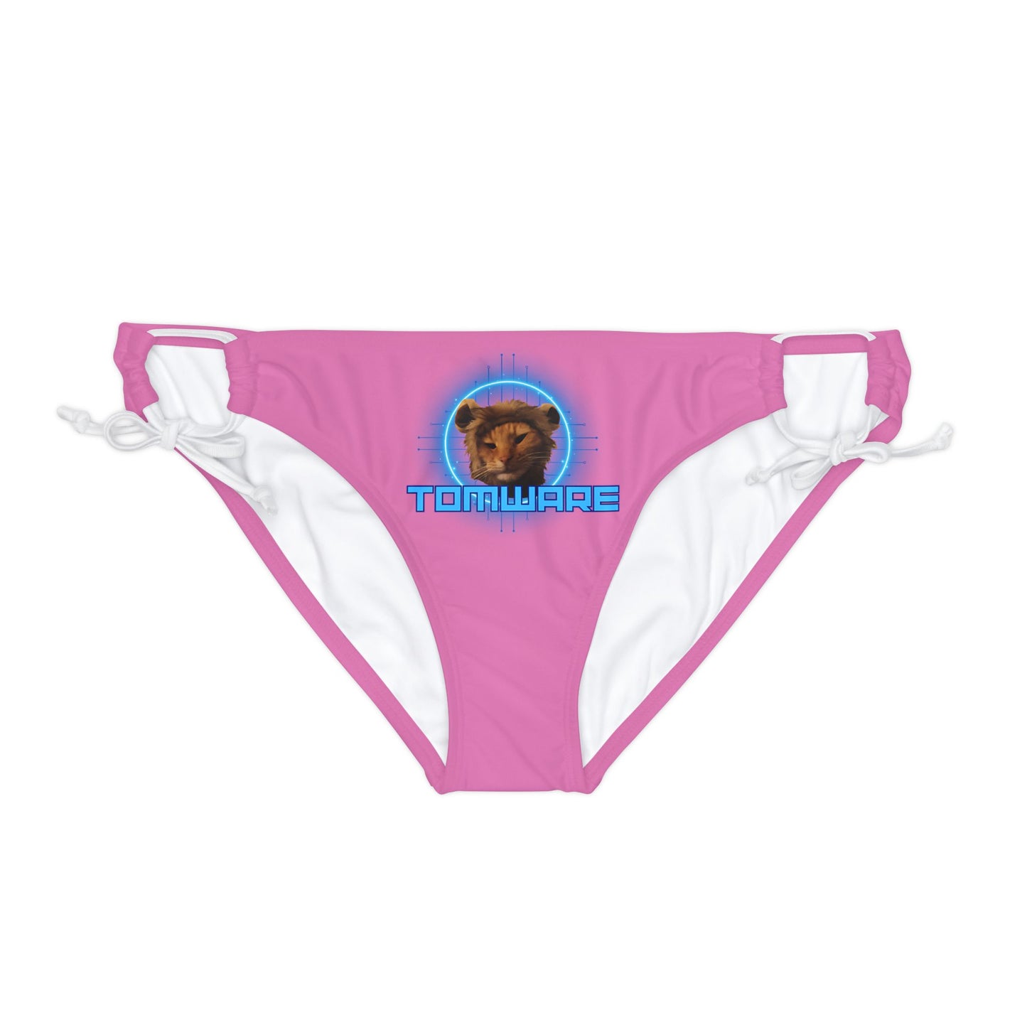 Pink  Loop Tie Side Bikini Bottom (AOP)