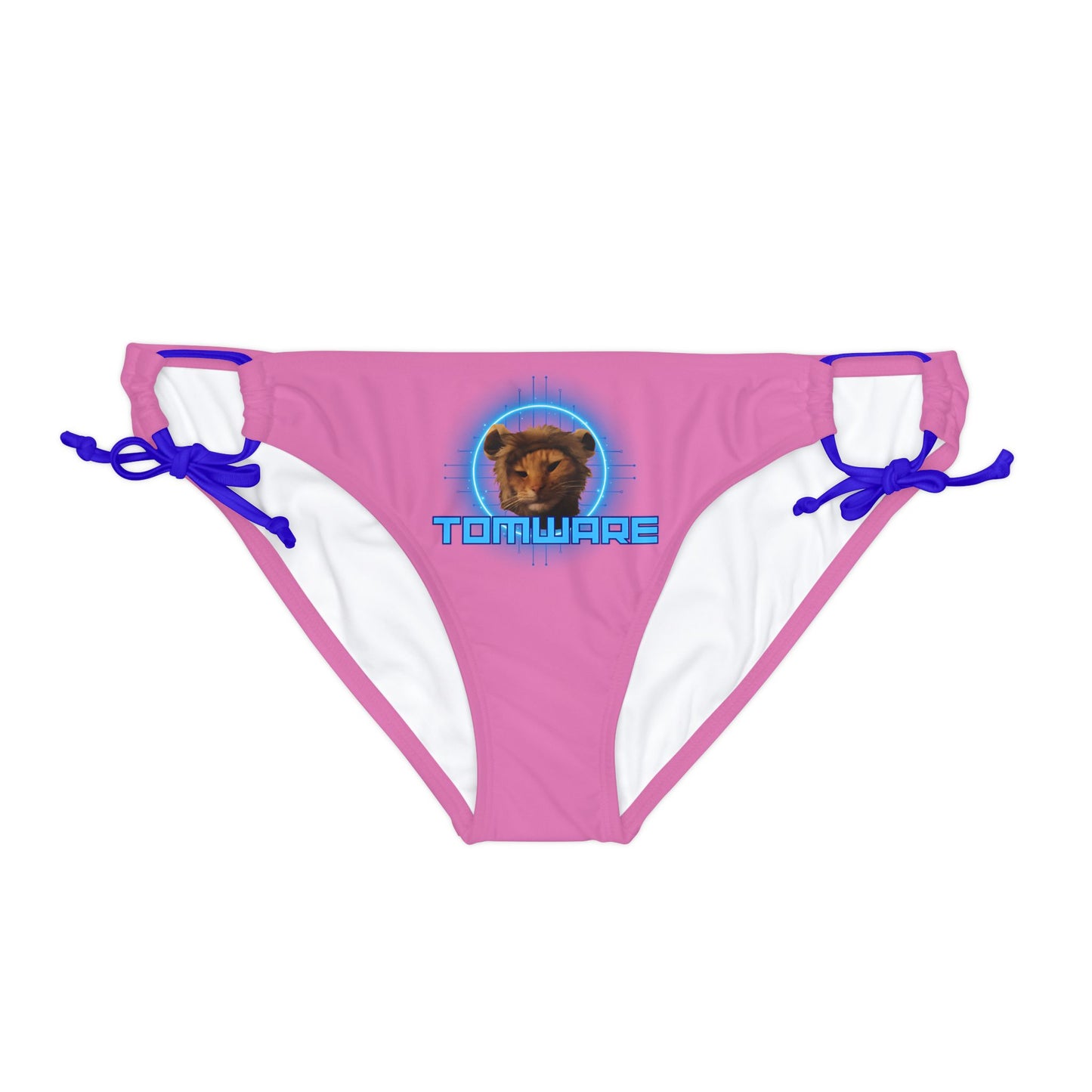 Pink  Loop Tie Side Bikini Bottom (AOP)