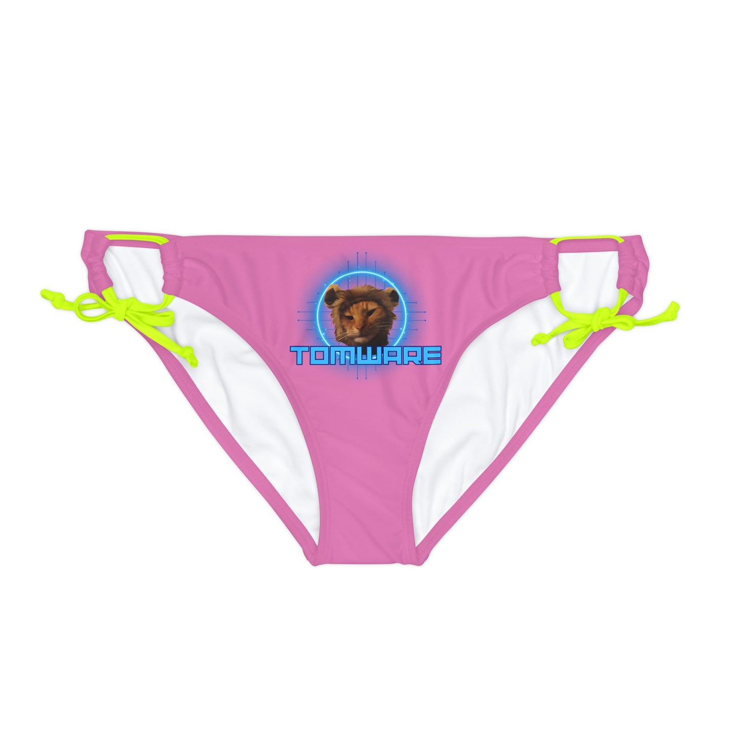 Pink  Loop Tie Side Bikini Bottom (AOP)