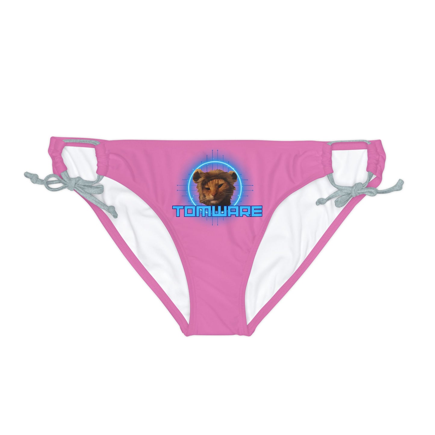 Pink  Loop Tie Side Bikini Bottom (AOP)