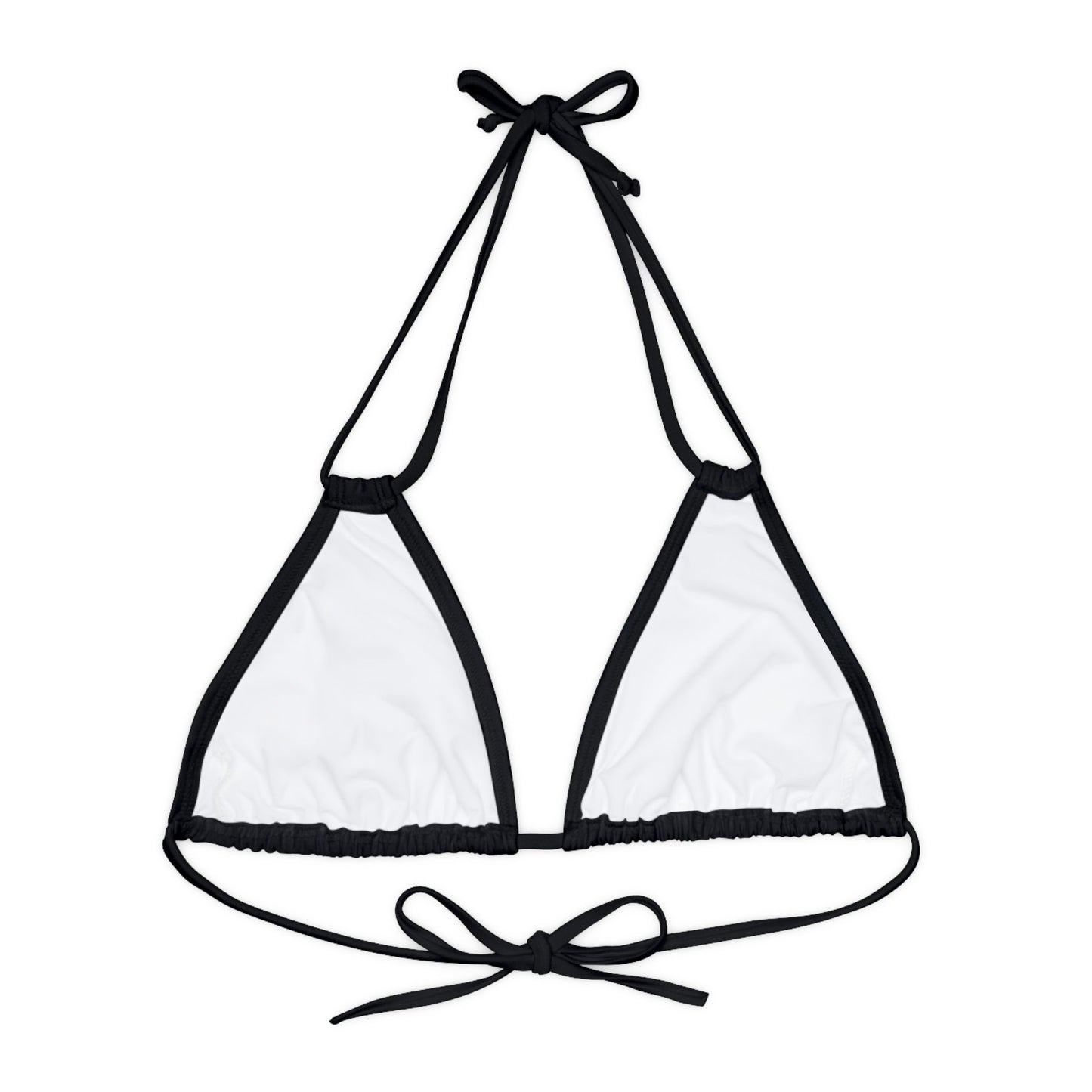 Black Strappy Triangle Bikini Top (AOP)