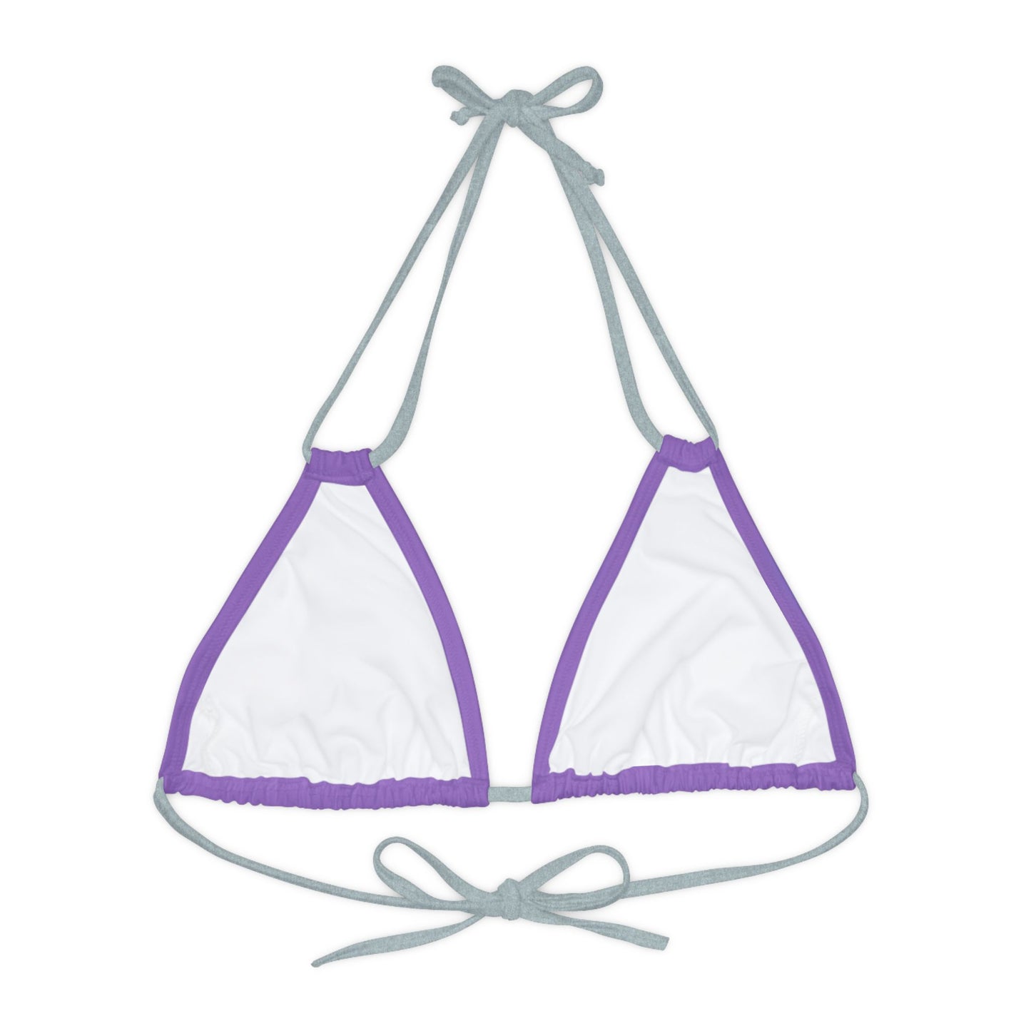 Purple Strappy Triangle Bikini Top (AOP)