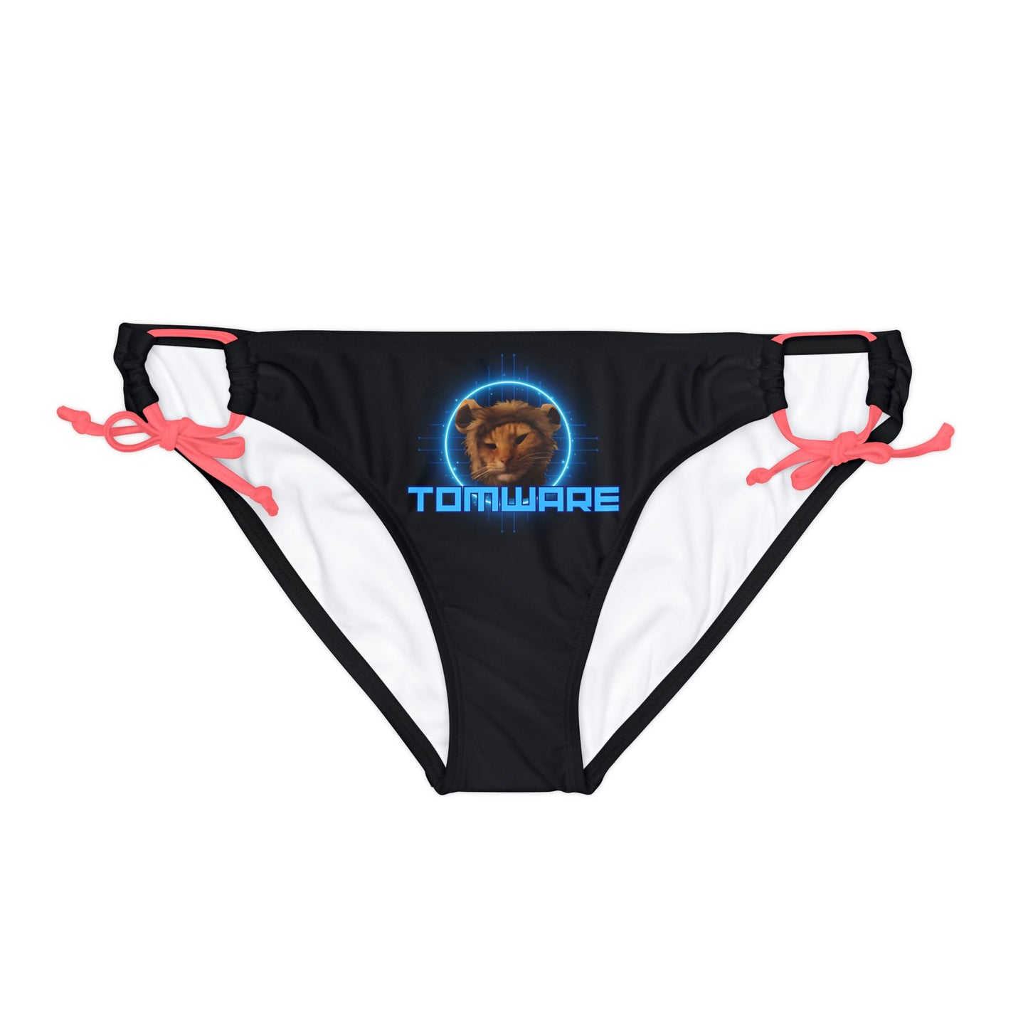 Black Loop Tie Side Bikini Bottom (AOP)