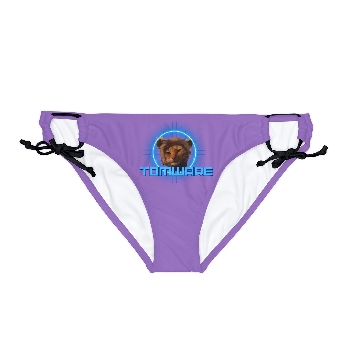 Purple Loop Tie Side Bikini Bottom (AOP)