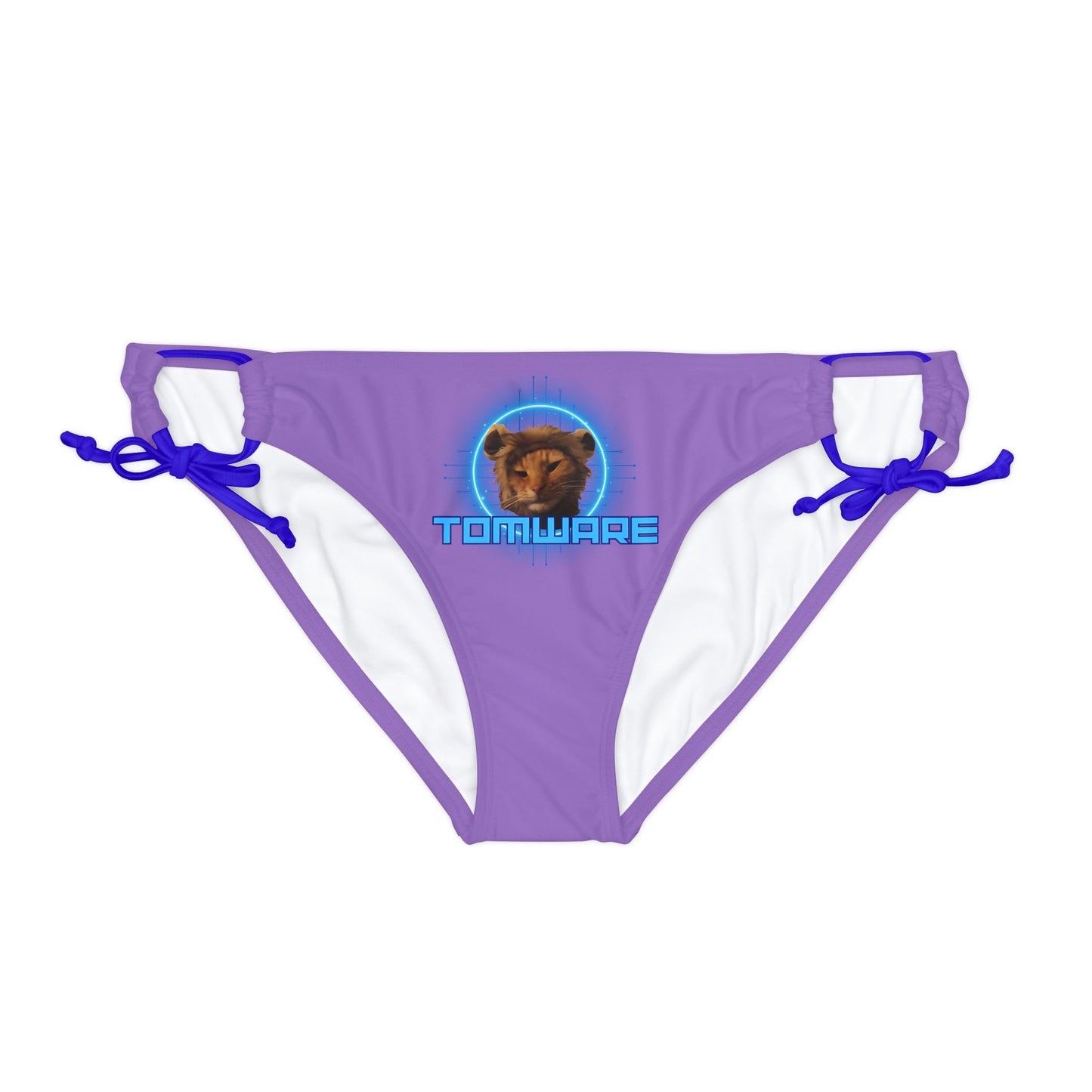 Purple Loop Tie Side Bikini Bottom (AOP)